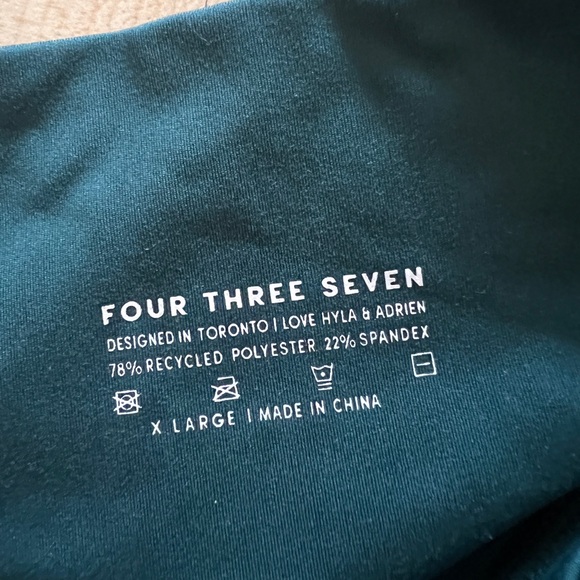 437 High-Waist Dark-Green Teal Biker Shorts - Picture 4 of 4